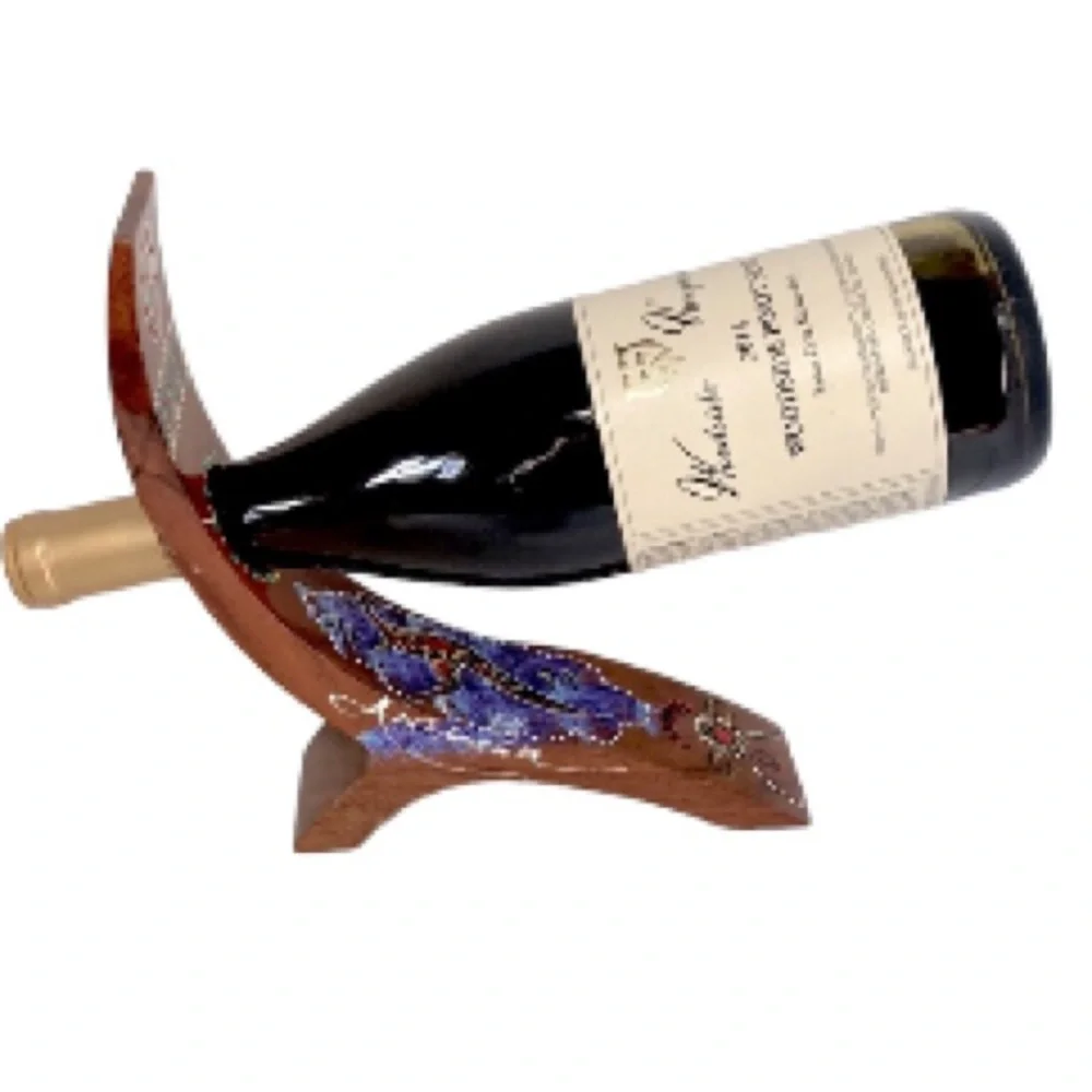 Floating Wine Bottle Holder Australian KANGAROO Hand Crafted Painted  12 x 2 in